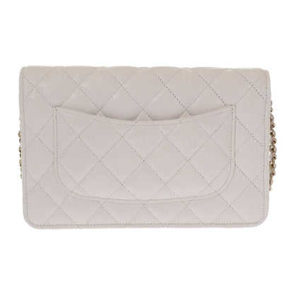 Chanel Classic Chain Wallet Ap0250 Shoulder Bag Caviar Skin White Gold Hardware