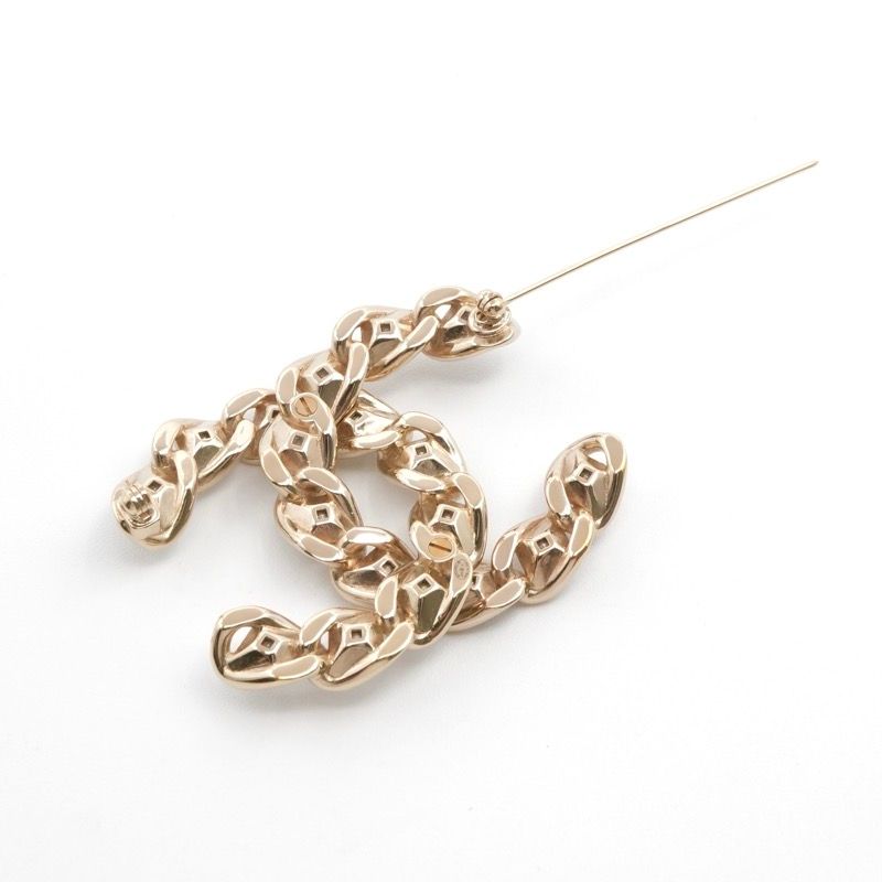 Chanel Brooch Corsage Gold Here Mark Rhinestone