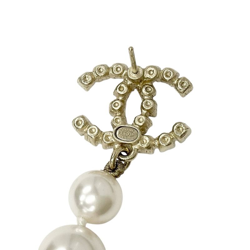 Chanel Earrings Earring Gold Black Coco Mark Rhinestone