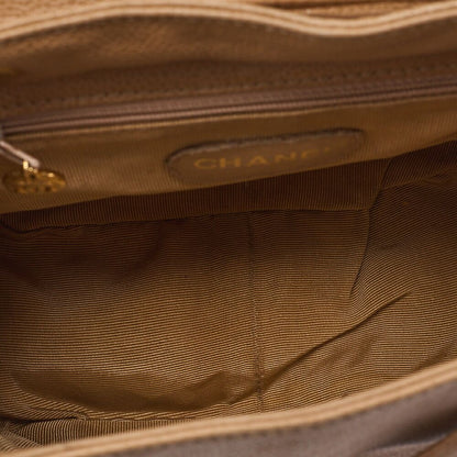 Chanel Backpack Caviar Skin Triple Coco Turnlock Beige Gold Hardware Women's