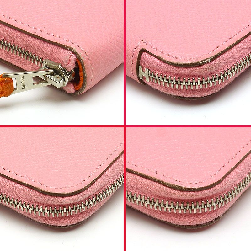 Hermes Azap Silkwin Long Wallet Long Wallet Pink And Orange Silver Hardware