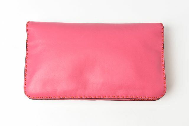 Loewe Clutch Bag Second Bag Loewe Clutch Pouch Lamb Leather Anagram Fuchsia