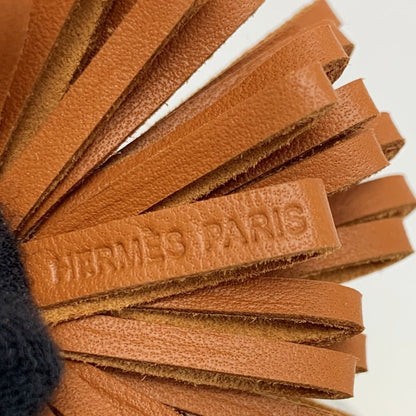 Hermes Carmen Unodos Brown/yellow Key Holder Charm Women's Silver Hardware