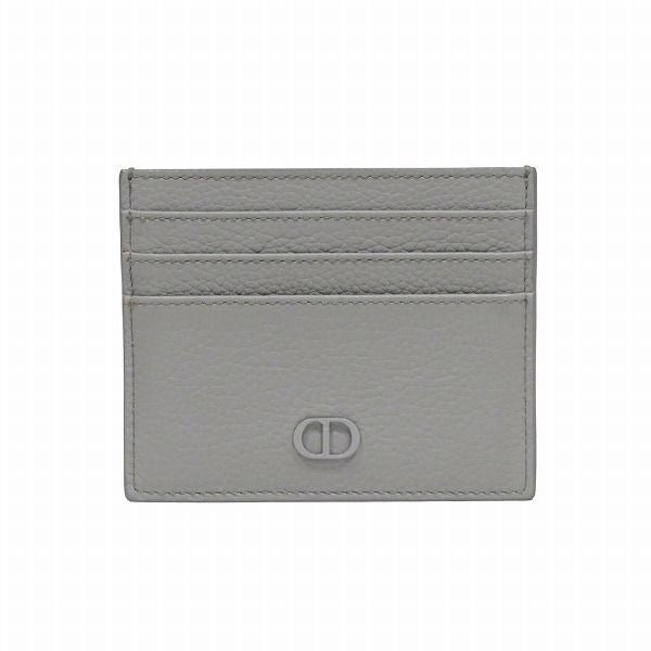 Dior CD Icon Card Holder Case Gray Leather