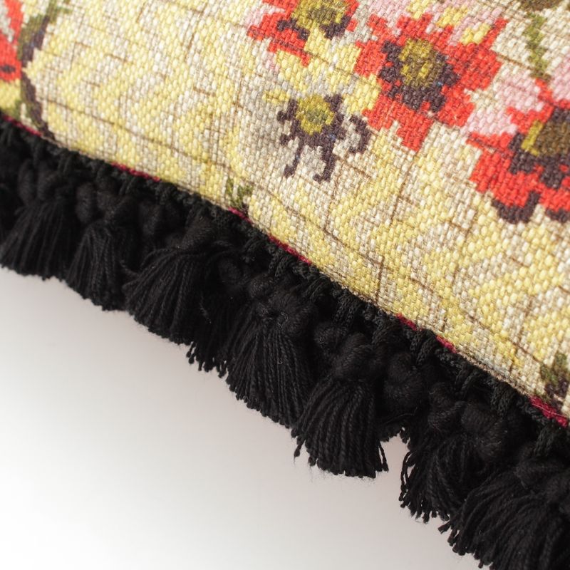 Gucci Fabric Feather Flower GG BEE Embroidered Fringe Pillow Cushion Interior