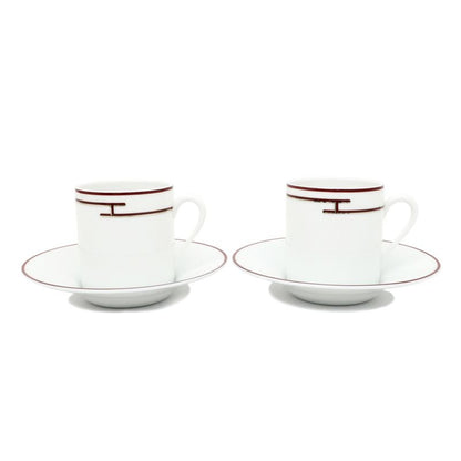 Hermes Rhythm Cup Saucer Set Of 2 White Cles Silver Pottery Accessories