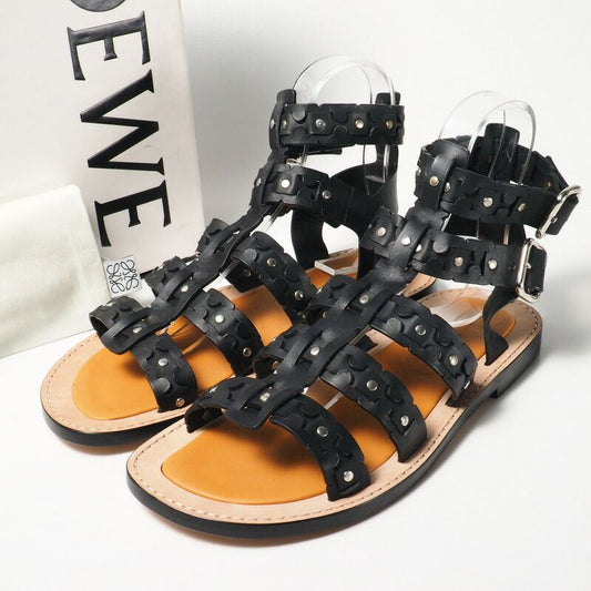Loewe Sandals Size 43 Gladiator Sandals Shoes Leather Black Made In