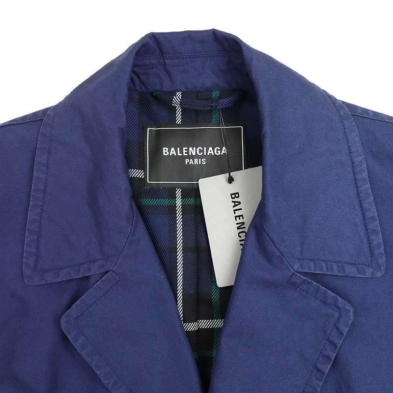 Balenciaga 22ss Safety Pin Cotton Long Coat 681165 Tkp06 Blue 2