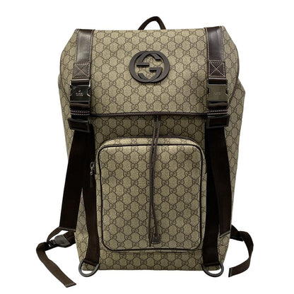 Gucci Backpack GG Plus Supreme Interlocking Dark Brown Beige X