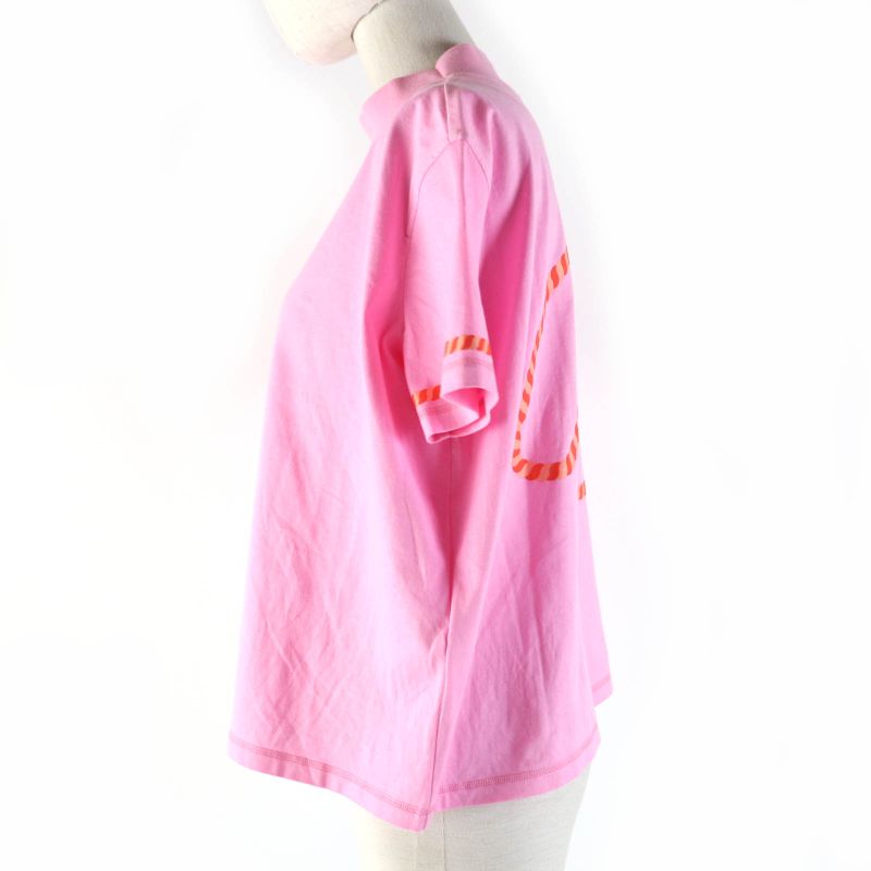 Hermes 23SS 3e4621dl Cartouche Cotton Mock Neck Short Sleeve T-shirt Pink 34