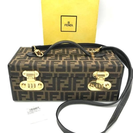 Fendi Zucca Trunk Vanity 2-Way Hand Bag Brown