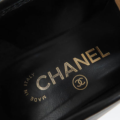 CHANEL G31974 Leather Loafer With Coco Mark Chain Black Gold Hardware 36.5 Made