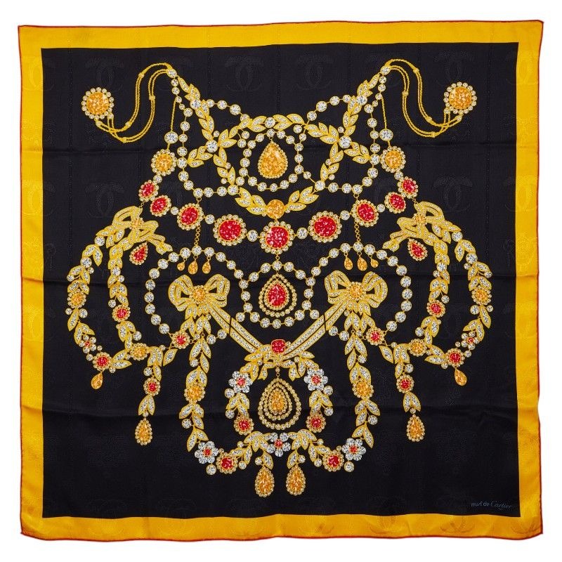 Cartier Gem Pattern Yellow Multicolor Silk
