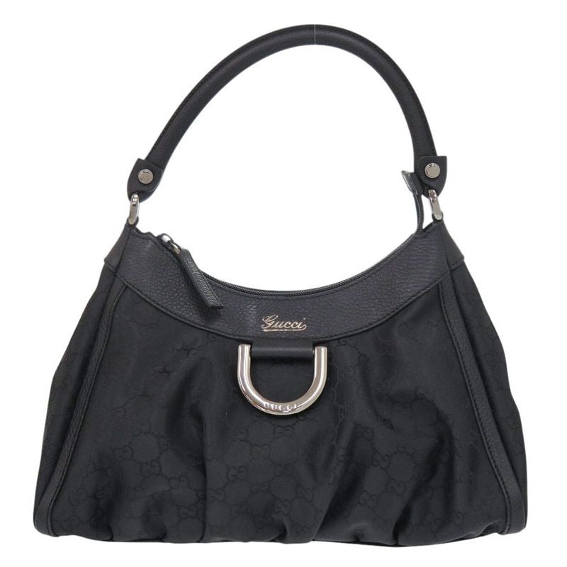 Gucci Abby GG Logo one Shoulder Bag Nylon Black Handbag 1311