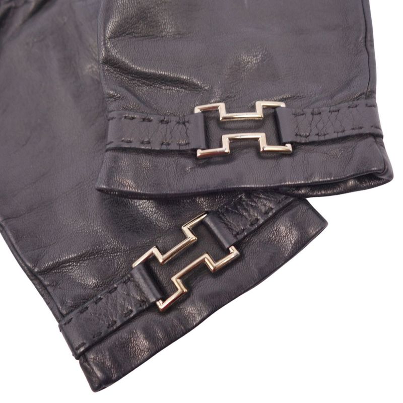 Hermes Gloves H Logo Lamb Leather Women's H