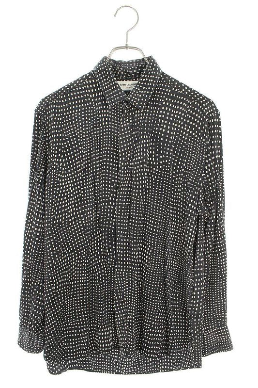 Saint Laurent Paris 646850 Y2c28 Polka Dot All Over Silk Long Sleeve Shirt Men