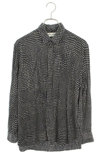 Saint Laurent Paris 646850 Y2c28 Polka Dot All Over Silk Long Sleeve Shirt Men