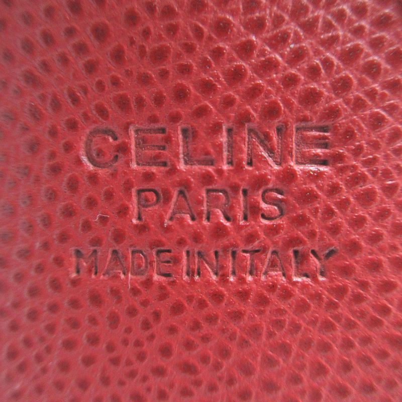 Celine Tree Rhinestone Charm Key Holder Leather / Metal Red 1705 Celine