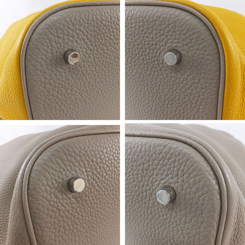 Hermes Picotin Lock T GM Handbag Gray X Yellow Silver Hardware P