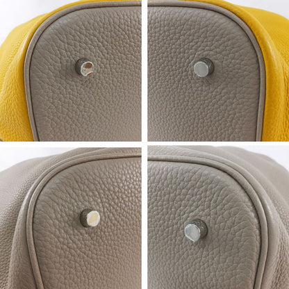 Hermes Picotin Lock T GM Handbag Gray X Yellow Silver Hardware P