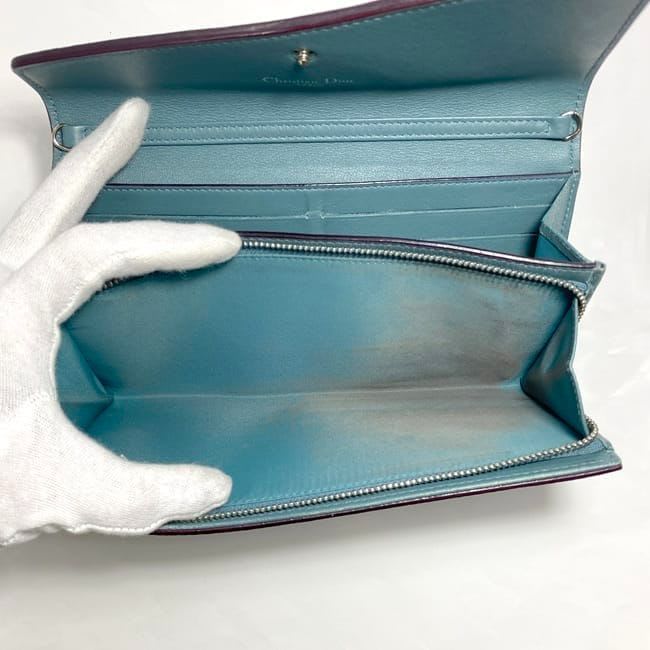Christian Dior Foldable Long Wallet Light Blue