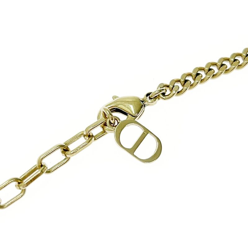 Christian Dior Metal Logo Plate Necklace Gold Silver 364288 Necklace
