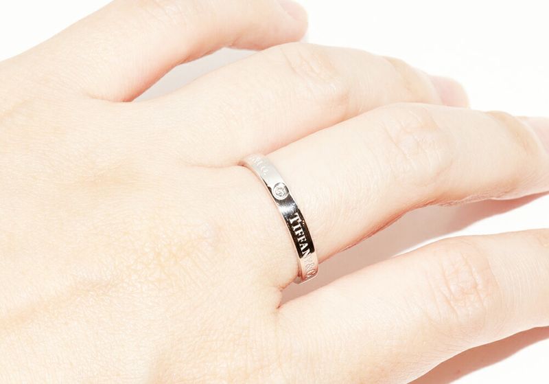 Tiffany & Co Ring Pt950 Diamond 3P (007ct) T&CO Band Ring Flat Band Ring Width