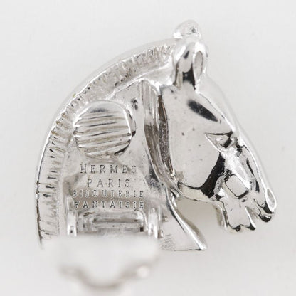 Hermes Cheval Horse Motif Metal Silver Ladies 10.5g Earrings