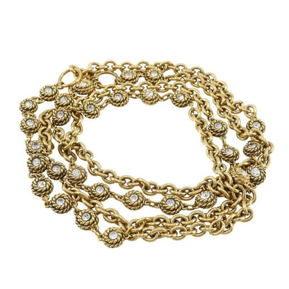 Chanel Chain Belt Vintage Gold Plated Rhinestone
