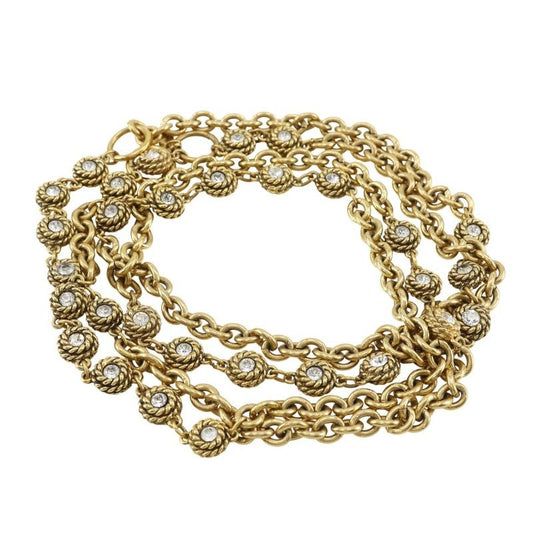 Chanel Chain Belt Vintage Gold Plated Rhinestone