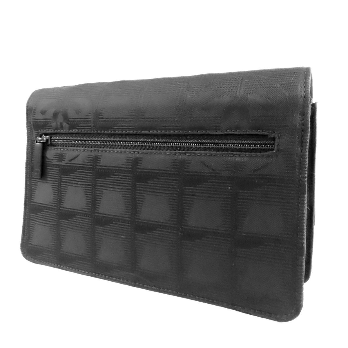 Chanel New Travel Line Wallet Black Nylon Leather Chain Shoulder Bag — view 2