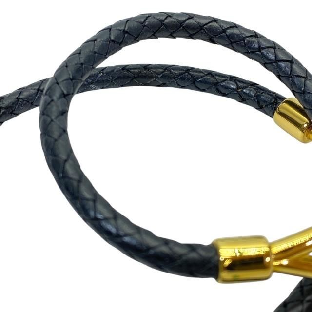 Hermes Jumbo Bracelet Bangle Choker Small Item Logo Leather GP Black Gold