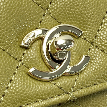 Chanel Matelasse Coco Handle XS Handbag A92990 Olive Caviar Skin Chain