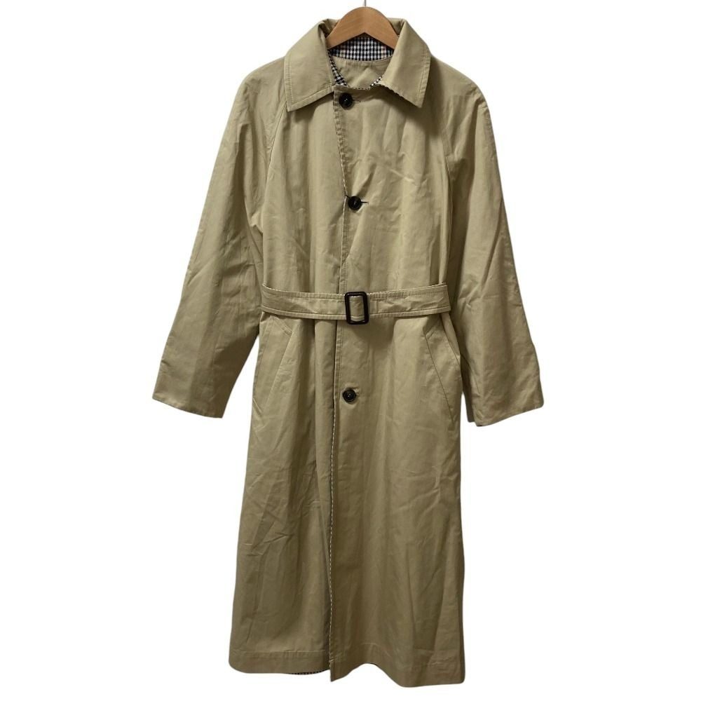 Max Mara Weekend Checkered Pattern Reversible Collarless Coat with Belt 44 Beige