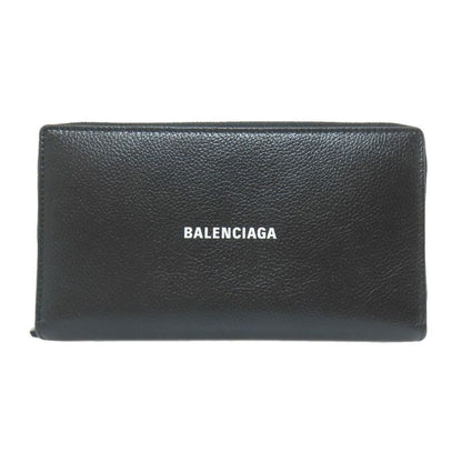 Balenciaga 655927 Round Zipper Long Wallet With Coin Purse Calf Women