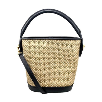 Louis Vuitton Handbag Shoulder Bag Petit Baquet M59961 Raffia Leather Noir