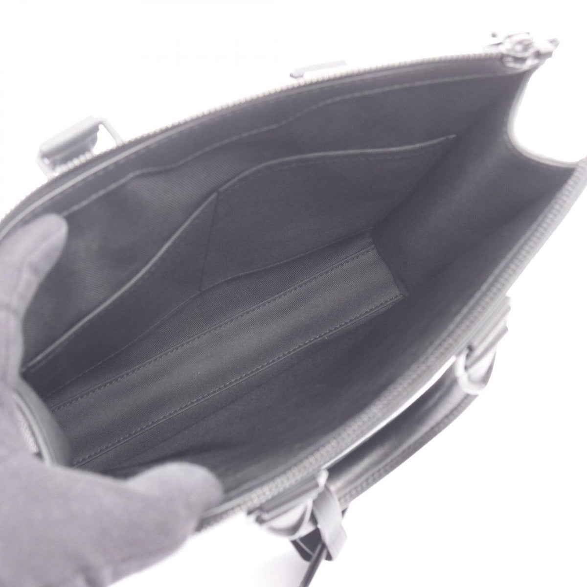 Louis Vuitton Tote Sac Plat Cloth Noir Black Leather — view 3