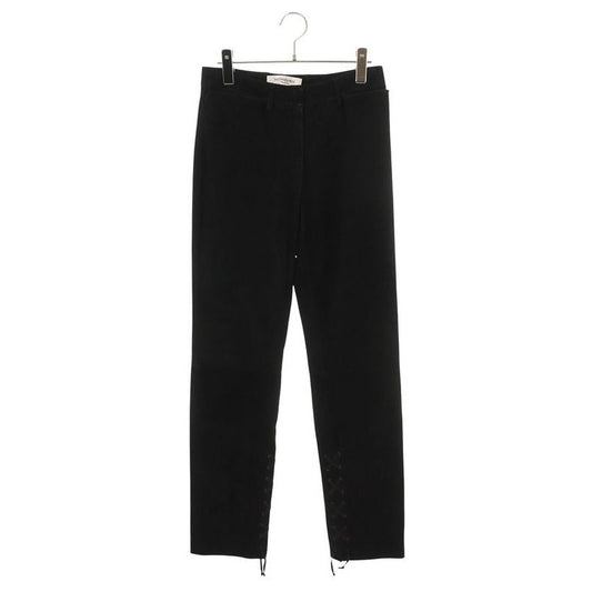 Yves Saint Laurent Rive Gauche Lace Up Design Suede Leather Long Pants 36