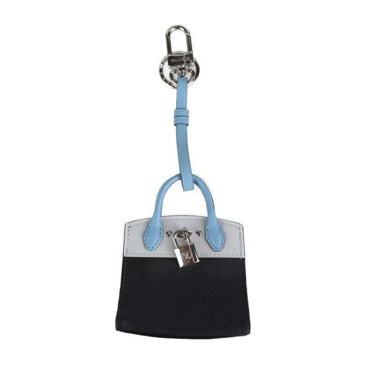 Louis Vuitton City Stima Key Holder Mp1786 Leather Black Light Blue Silver