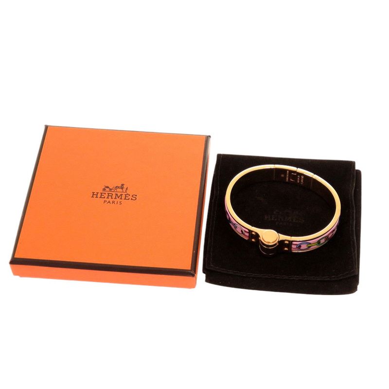 Hermes Charnière PM Bangle Metal Pink Gold Bracelet 0177 Hermes