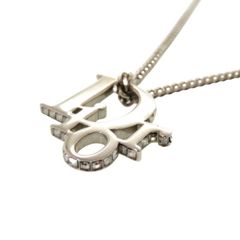 Christian Dior Logo Stone Silver Necklace Accessories 0022 Christian Dior