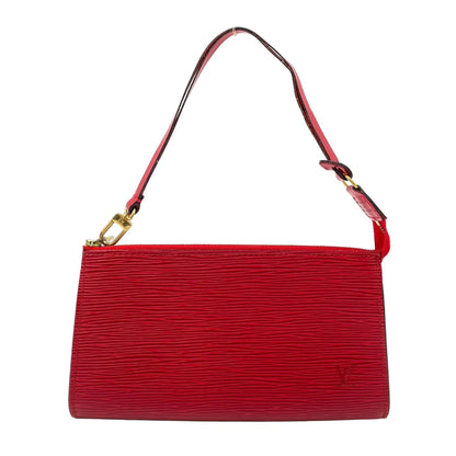 Louis Vuitton Pochette Accessoire Epi Castilian Red Leather Handbag Gold