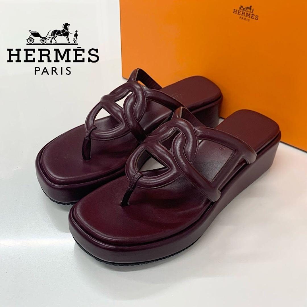Hermes Gypsy Chaine D'ancre Platform Thong Sandals