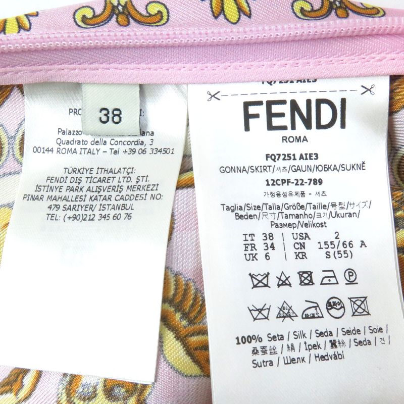 Fendace 22SS Fq7251 100% Silk Fendi Versace F Logo Zucca Pattern Baroque