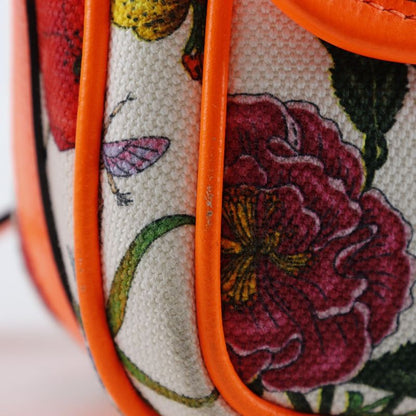 Gucci GG Flora Floral 550147 Canvas And Leather Orange Ladies Shoulder Bag