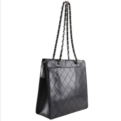 Chanel Chain Tote Matelasse Caviar Skin Black Ladies Tote Bag