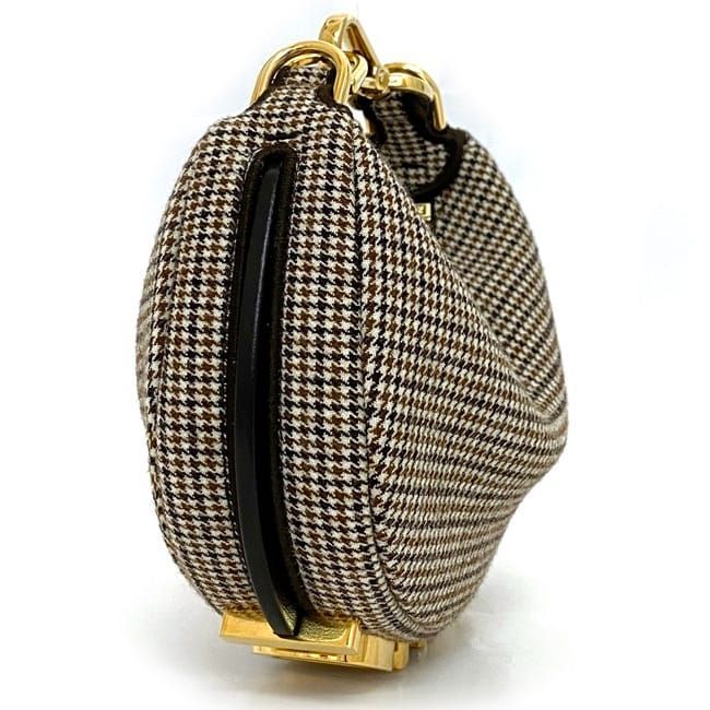 Fendi Handbag Nano Graffi Brown Staggered Pattern