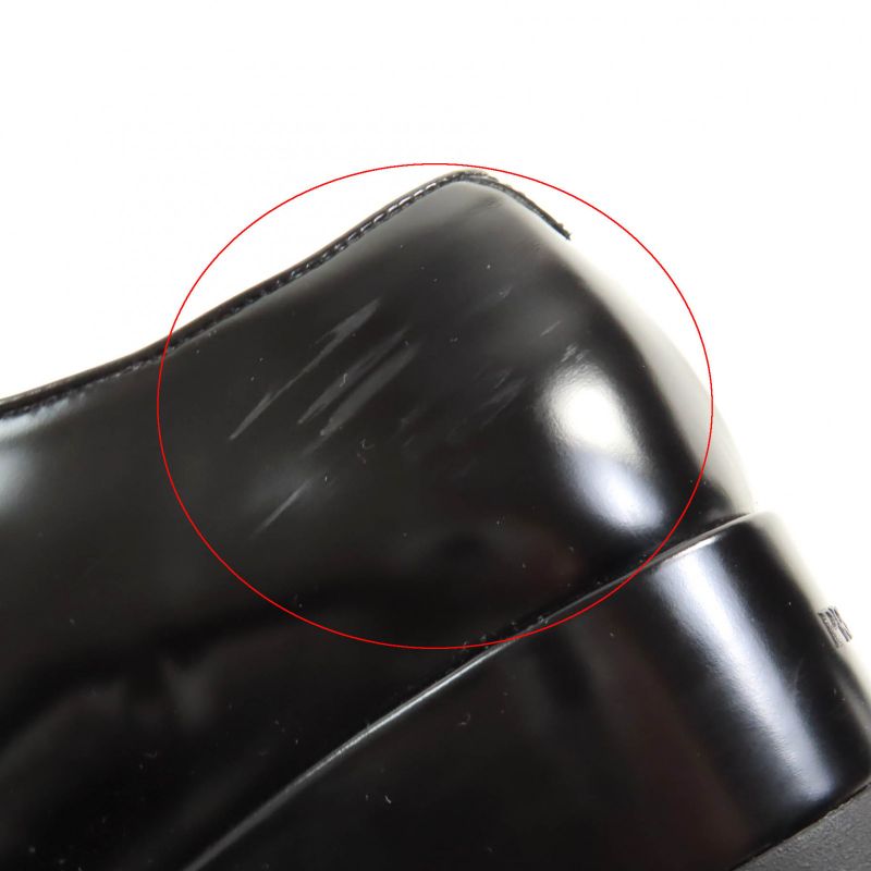 Prada Back Logo Platform Lace Up Leather Shoes Black 35.5 With Box And Storage