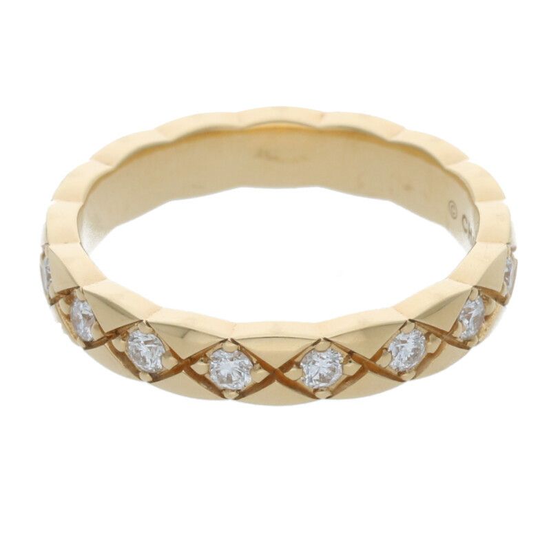 Chanel Coco Crush Mini 18K Yellow Gold Diamond Ring Men's 46 5.5