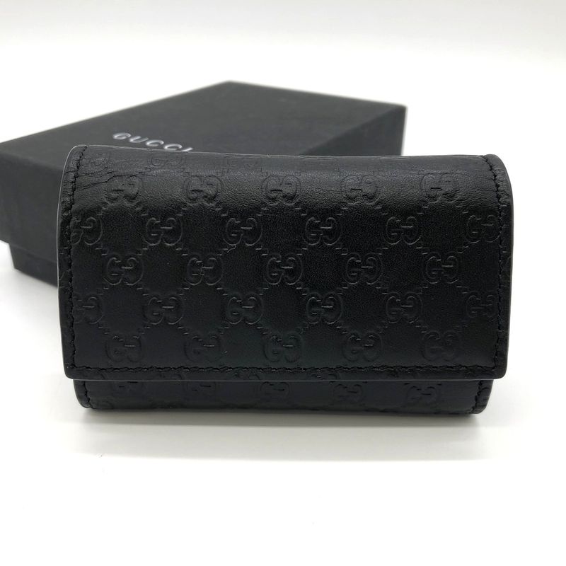 Gucci 150402 Key Case Key Guccissima Leather Black Ladies Men